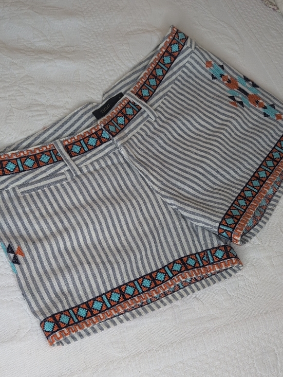 THML Pants - THML Striped Embroidered Women’s Shorts
